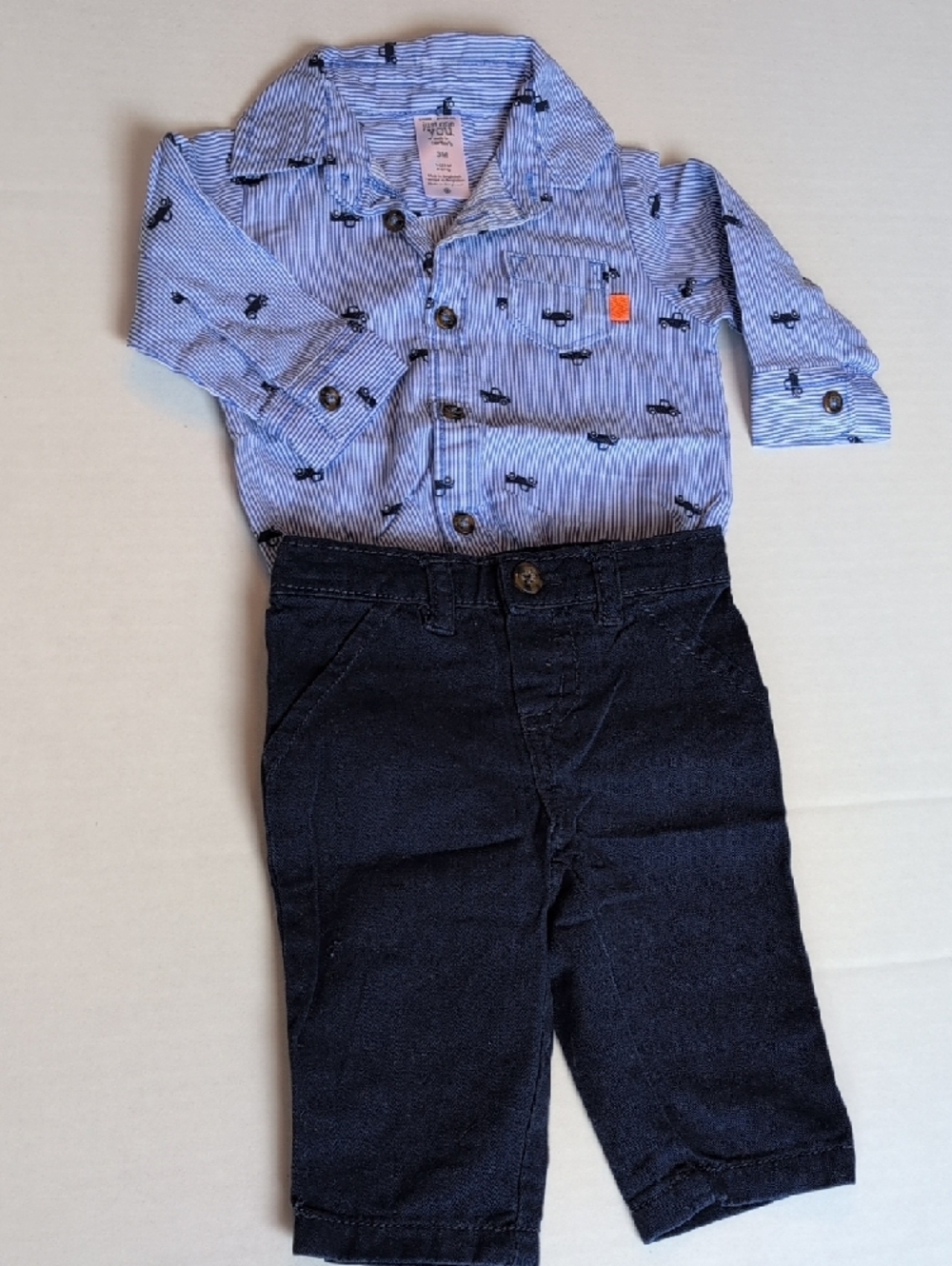 NEW: Carter's Striped Button-Up Bodysuit & Navy Pants Set
